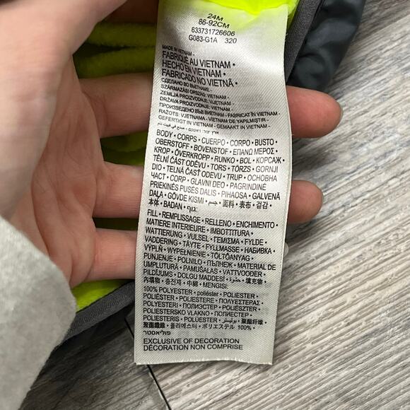 Nike Gray Neon Baby Boys 24M Full Zip Coat Mini Swoosh Just Do It Puffer Jacket - Picture 9 of 9